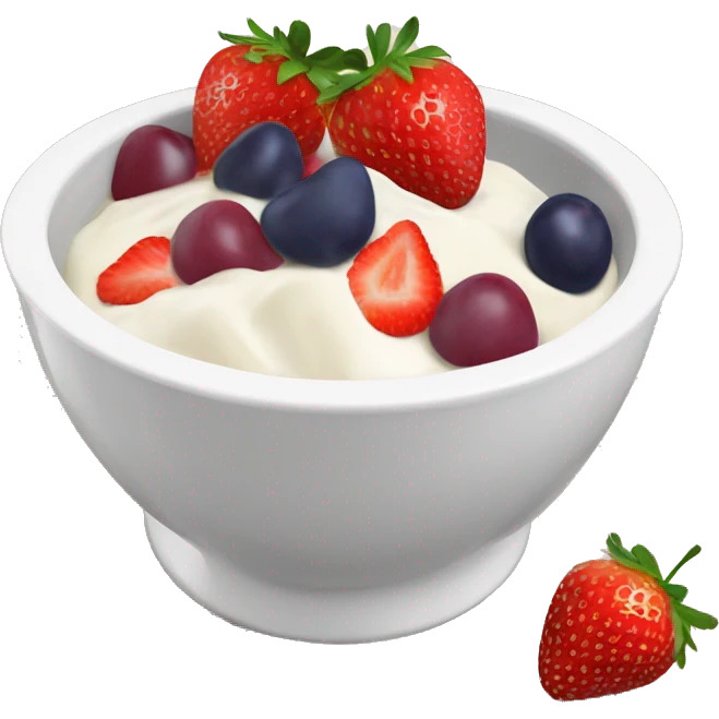 fruit yogurt bowl with strawberries and grapes emoji