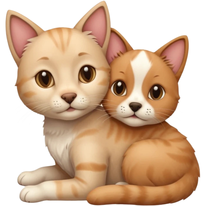 Cat and dog cuddling sexy emoji