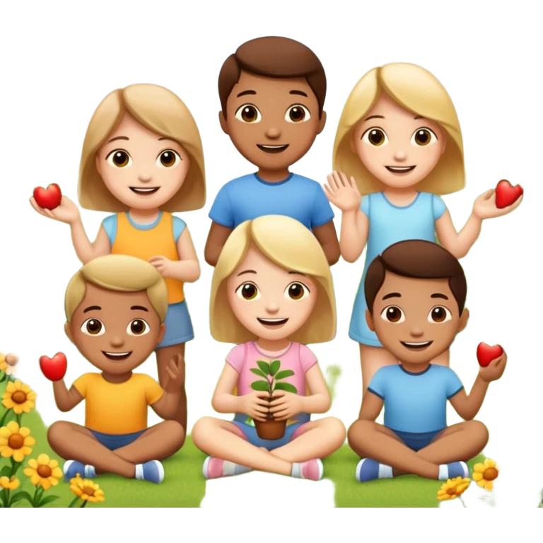 5 children playing in the garden emoji