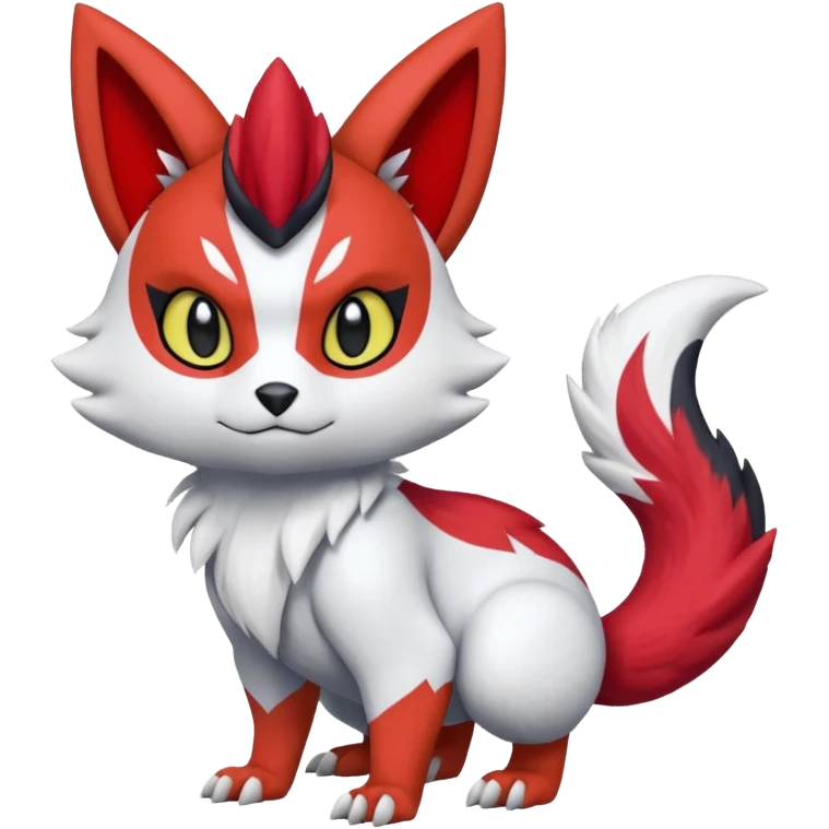 Scarley scarlet Zangoose-Litten-Dragonair-chipmunk-Werewolf-Fakemon-Pokémon-creature (full body) emoji