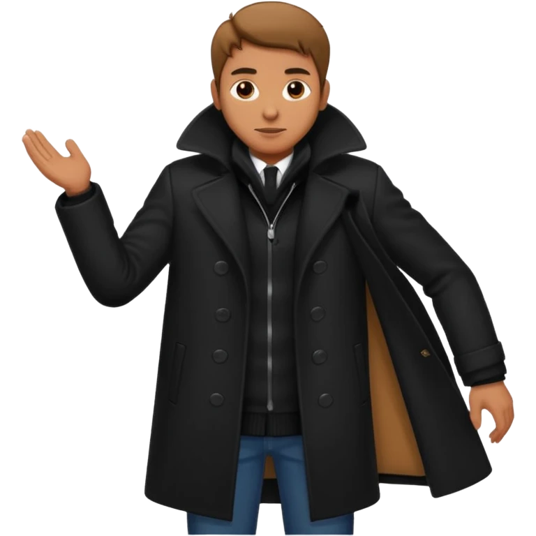 Man in black coat, standing emoji