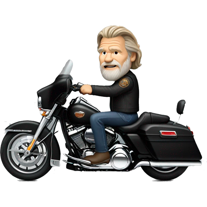 Jeff bridges riding a solid black harley-davidson with no chrome emoji