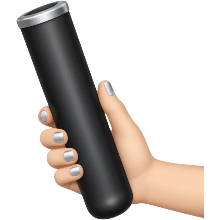 a hand holding a black tube emoji