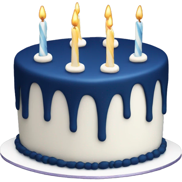 Navy Blue and white birthday cake emoji