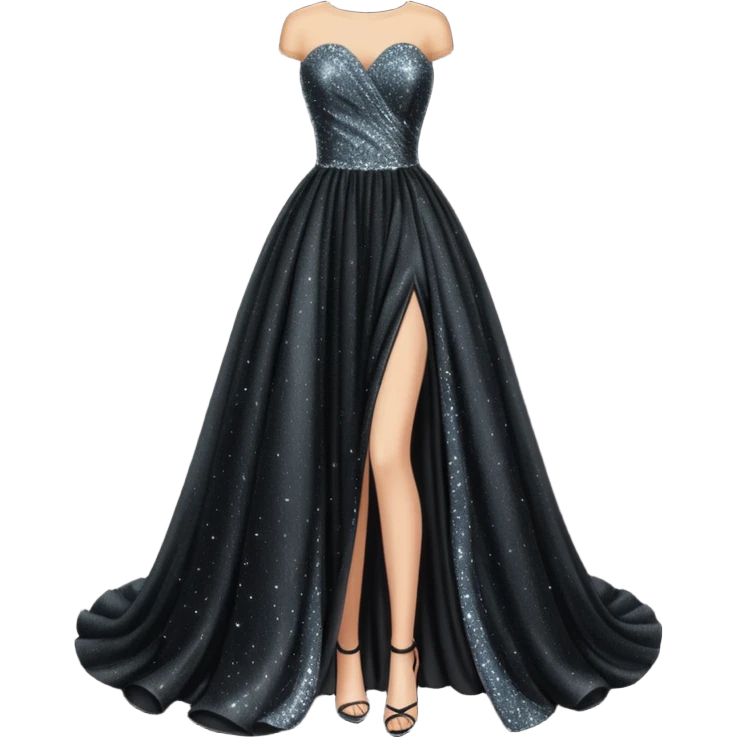 black glittery prom dress emoji