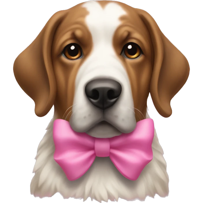 Bernie's mountain dog with pink bow emoji