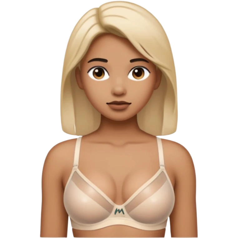 Transparent bra written mike on left chest emoji