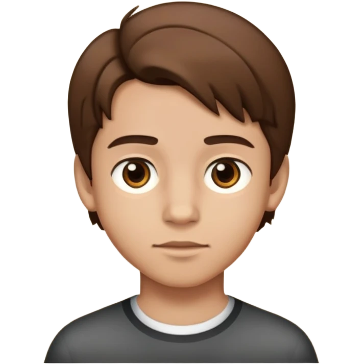 Boy with light skin and brown eyes and brown hair parted in the middle emoji