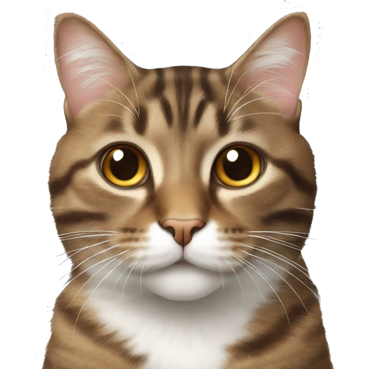 Fluffy brown tabby cat with white nose emoji
