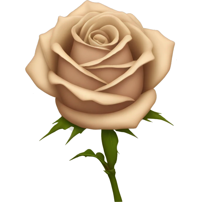 Beige rose with thorns and a brown satin ribbon around the stem emoji