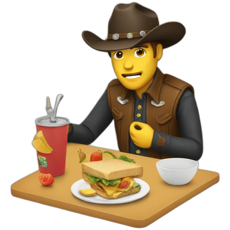 emoji cowboy eating lunch emoji