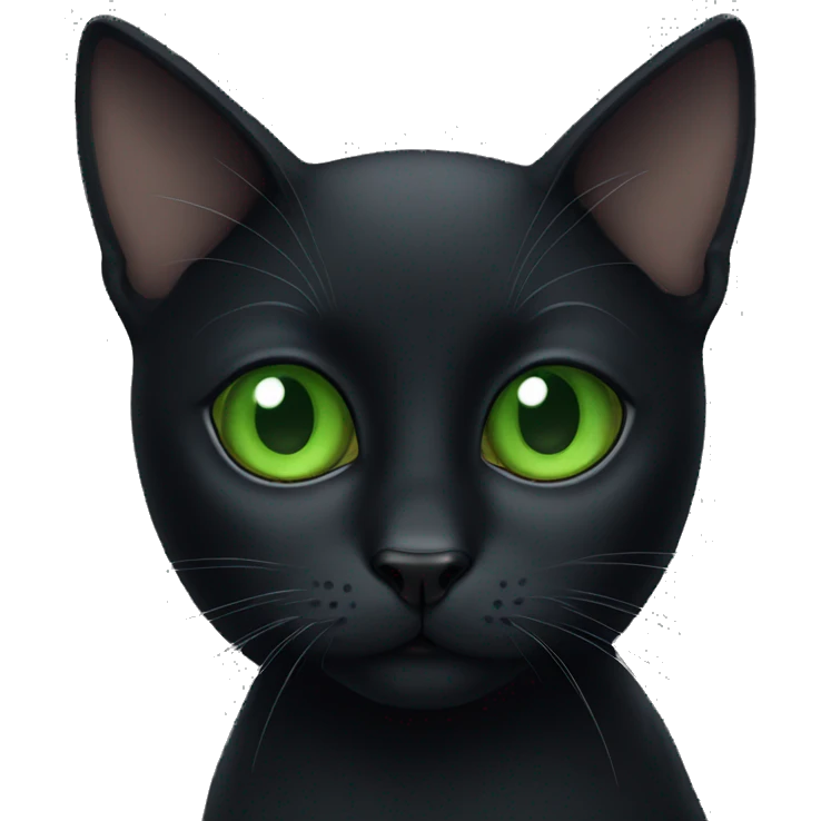 Black cat with green eyes emoji
