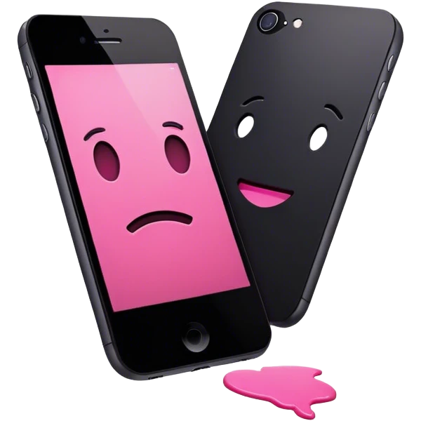 iphone emoji. No face. black screen. pink painted emoji