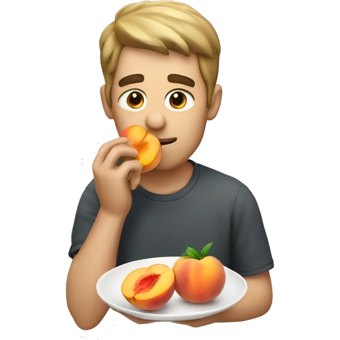 Man eating peach emoji