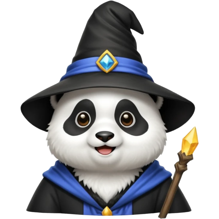Chcę Pandę która ma czapkę czarownika i która jest kolorach biało-czarnych emoji