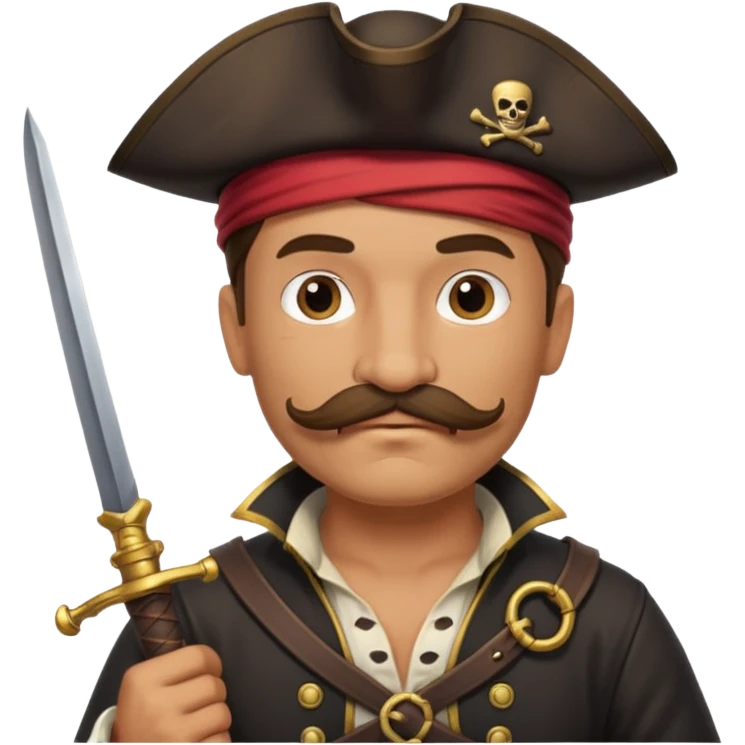 male pirate with mustache holding sword emoji
