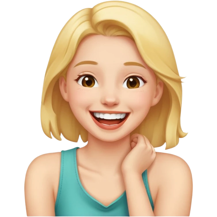 girl holding her neck while laughing emoji