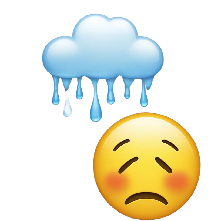 frown face emoji under raining cloud emoji emoji