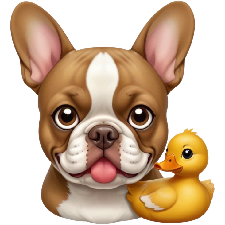 French bulldog with duck in mouth emoji