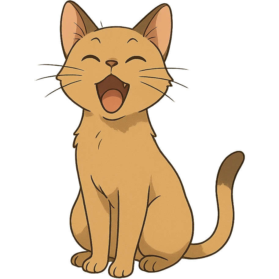 ghibli style cat doing a mewing pose emoji