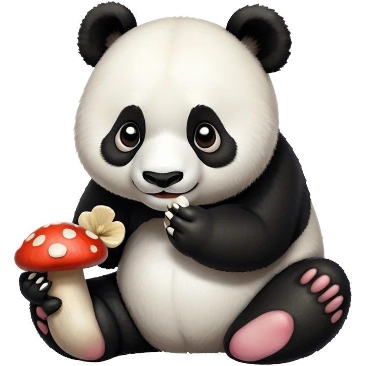 A panda eating a human mushroom emoji
