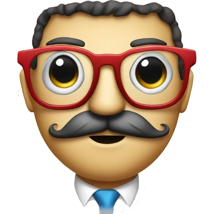 a portrait of a robot that tries to disguise as a human by having a fake nose, fake mustache and fake glasses emoji