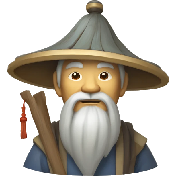 Lu Ban is a legendary figure in Chinese mythology, depicted as a clever craftsman often wearing wide robes, a broad-brimmed hat, and carrying woodworking tools. 🛠️🎩👕 emoji