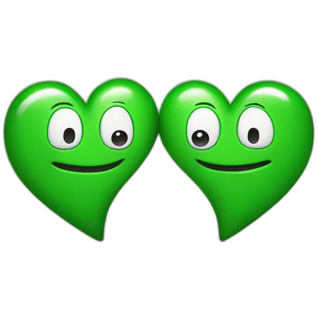 Two-Green-heart-shaking-hand emoji