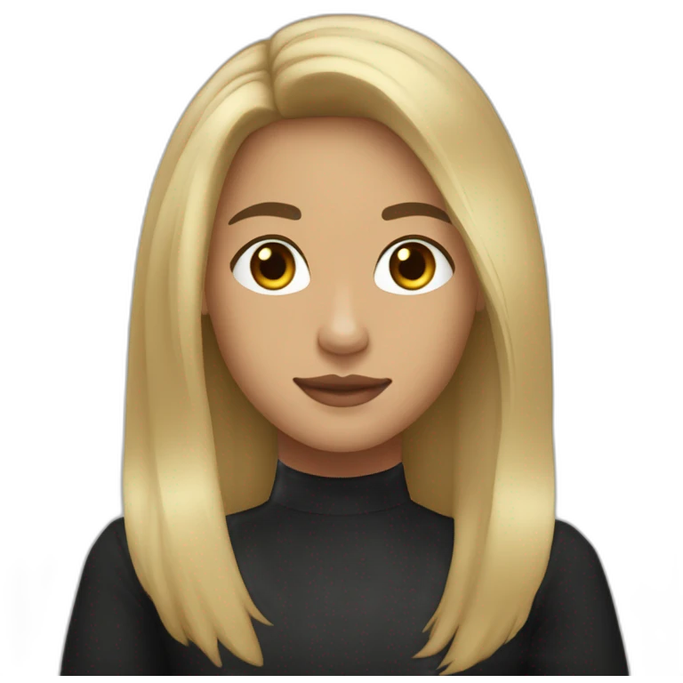 20 year old light skin to olive skin with long black to blonde long hair with black shirt and oval face shape  emoji