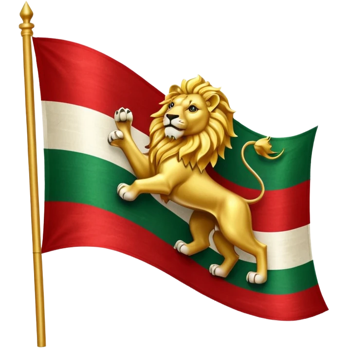 Green white red flag with lion in centre emoji