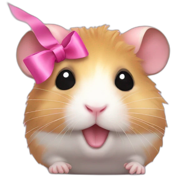 hamster big lashes and pink ribbon emoji