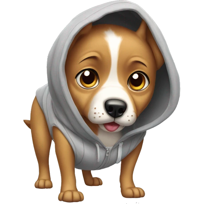Shocked dog wearing a hoodie emoji
