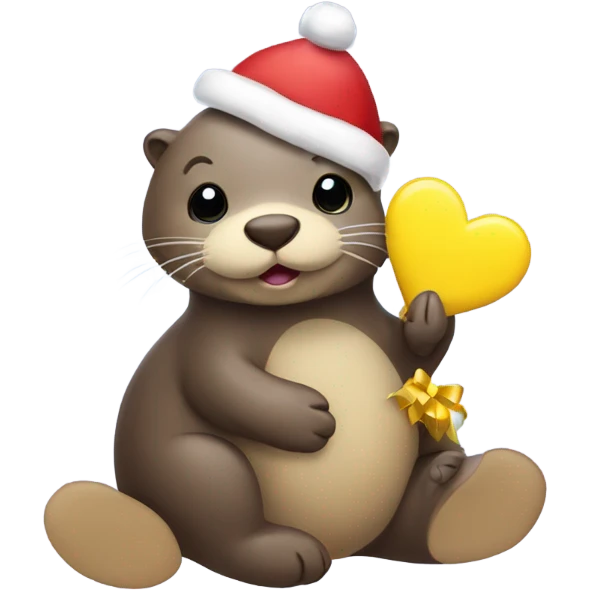 A Christmas otter with a yellow heart  emoji