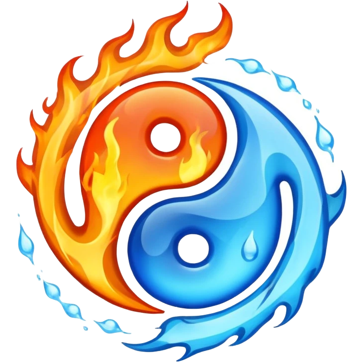 The fire and water emojis are in the form of the yin-yan symbol in front of a completely black background. let the background be black emoji