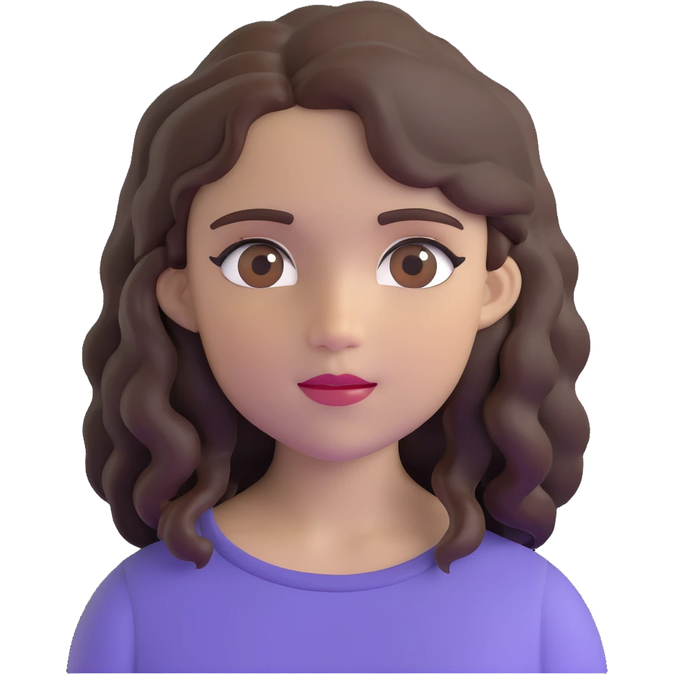 chica de piel clara, ojos marrón oscuro, cabello ondulado castaño oscuro con dos mechones a cada lado emoji