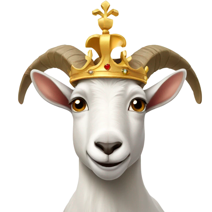 Goat wearing a royal crown and white tshirt emoji
