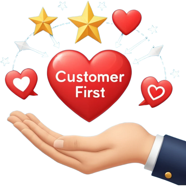 I need to create a slack emoji of: Customer-First. Create one for me, it should have the text as well with some attractive visual. Give me 10 ideas emoji
