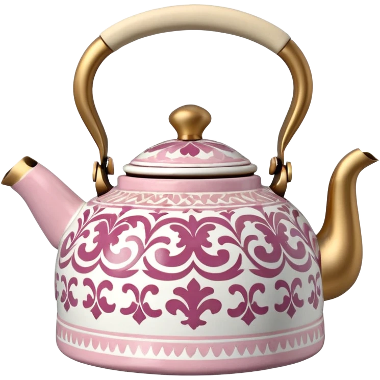 Pink white & beige Talavera tea kettle emoji