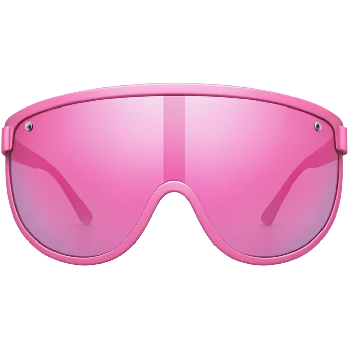 oversized pink shield visor sunglasses, early 2000s style, no frame, futuristic emoji