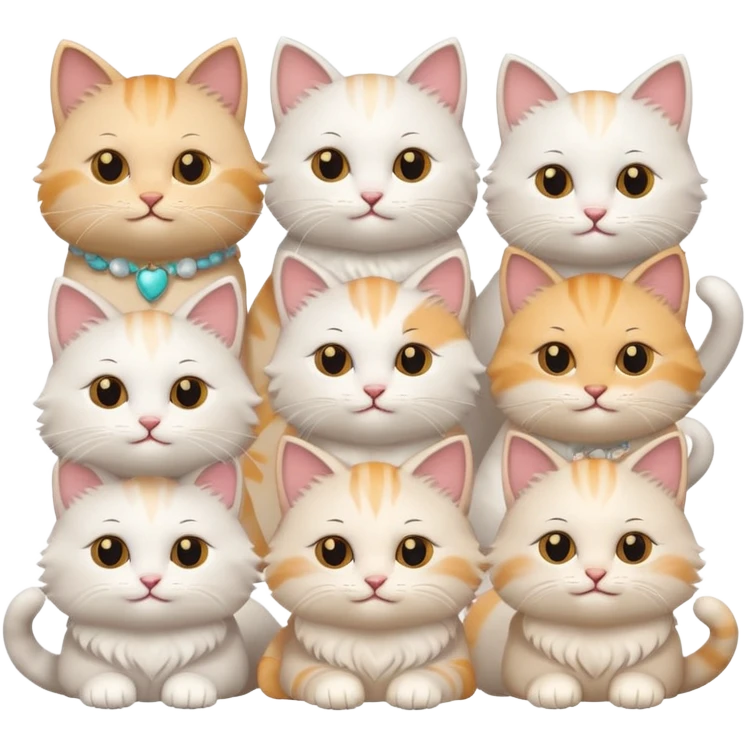 White cute cats with accessories emoji