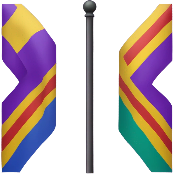 rectangular flag of the Land of Oz from the Oz books, with purple top corner, yellow left corner, blue right corner, red bottom corner, and emerald in center emoji