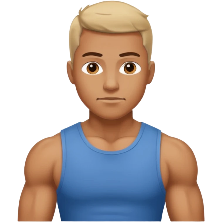 A person showing off their big muscles with their sleeve shirt as they wear a t shirt emoji