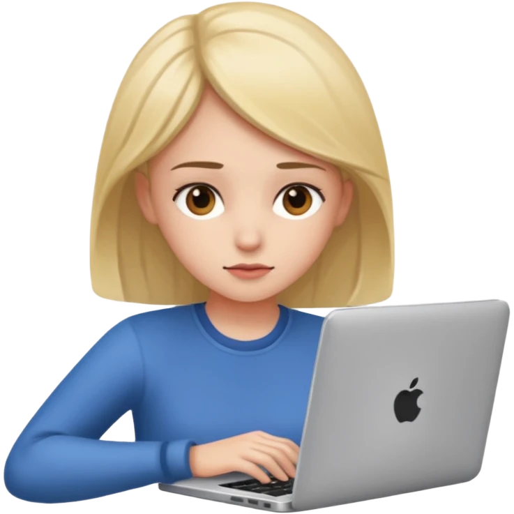 girl use laptaop emoji