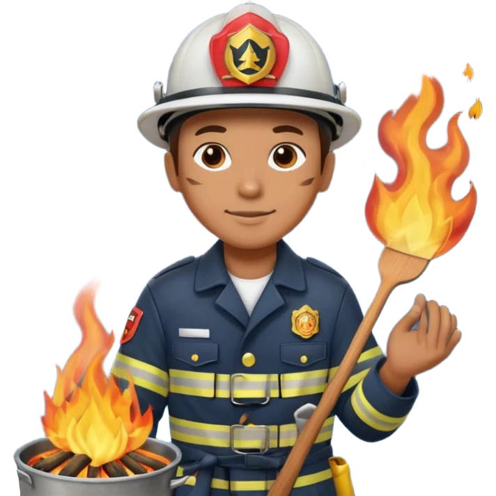 Fireman cooking on bonfire emoji