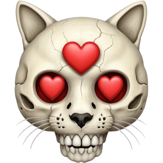 cat skull with a heart above emoji