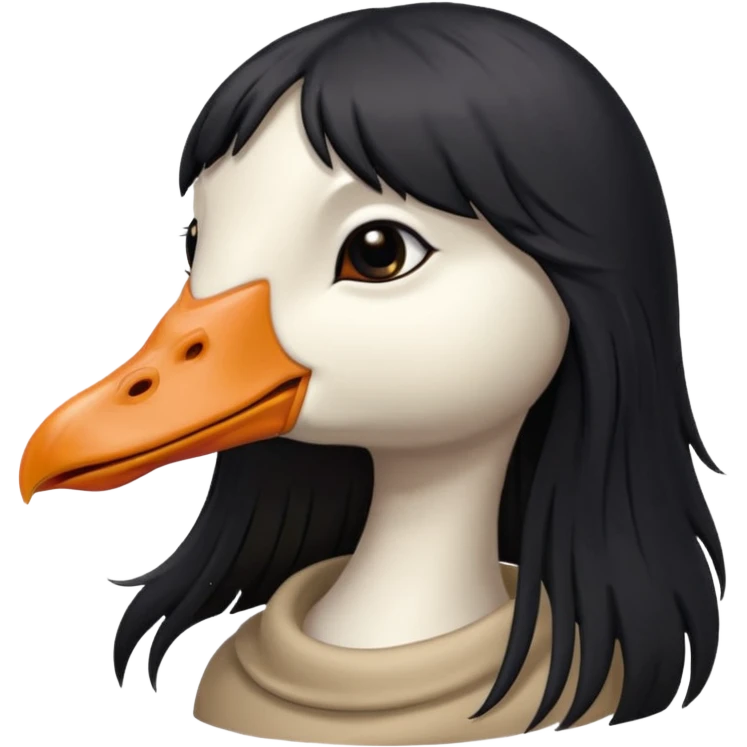 goose with long black hair and bangs emoji