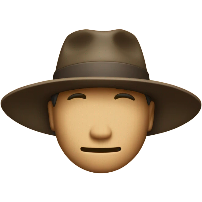 Chapeau a man hides under the brim of a hat emoji