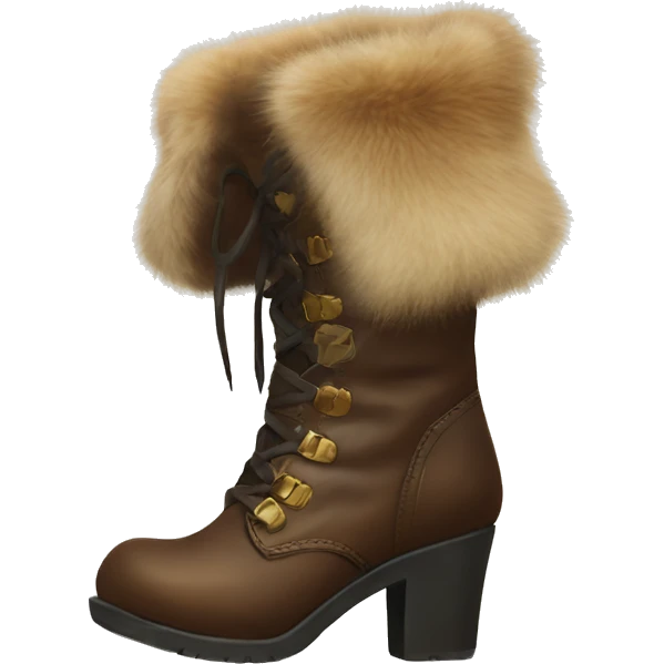 Leather high heal boots with fur emoji
