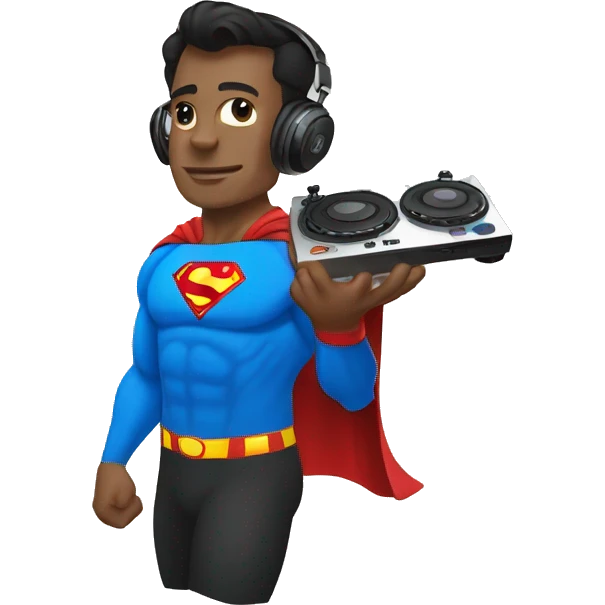 Superman Djing with dj controller emoji