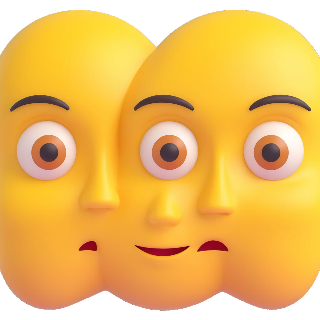 animated yellow face, neutral to side-eye expression, right eyebrow up, left down, eyes look left, mouth neutral, smooth seamless loop, transparent background, high resolution GIF emoji